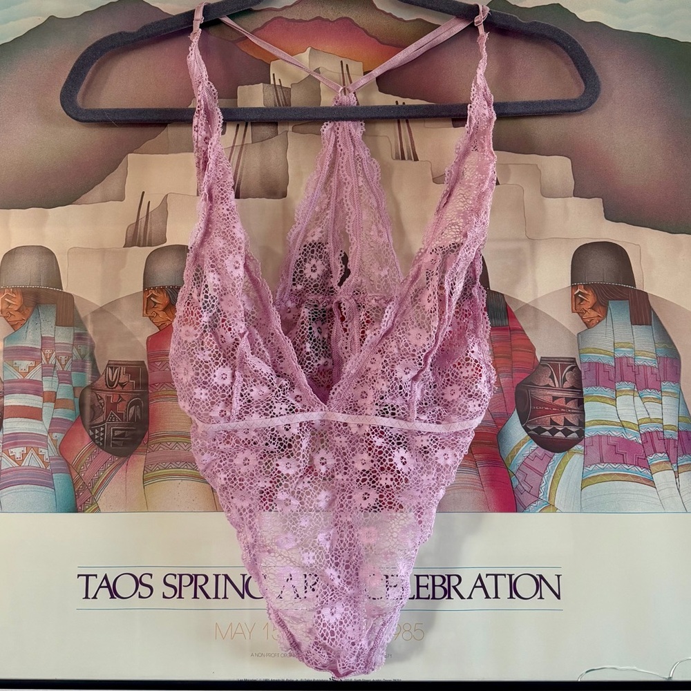Victoria's Secret Lace Halter Bodysuit in Pink